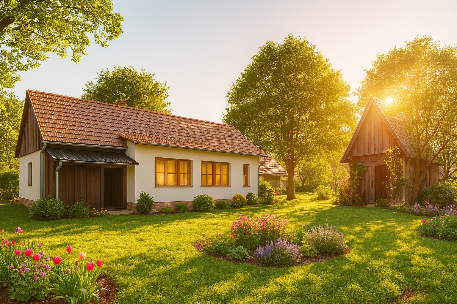 Vizualizace domku se stodolou po rekonstrukci